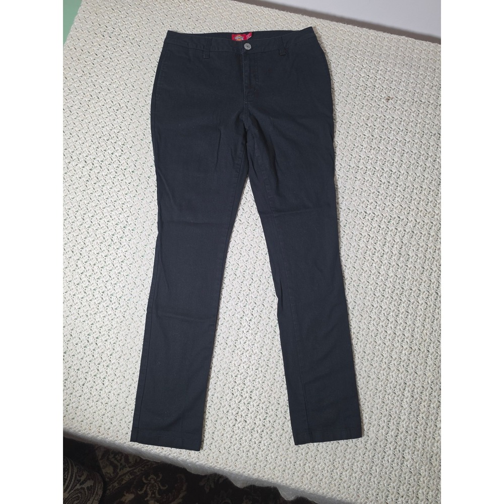 Dickies Slim Straight Work Pants Womens 9/29 Black Excellent Twill Chino Trouser